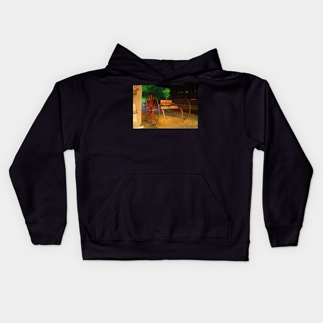 Little Red Wagon Kids Hoodie by dltphoto